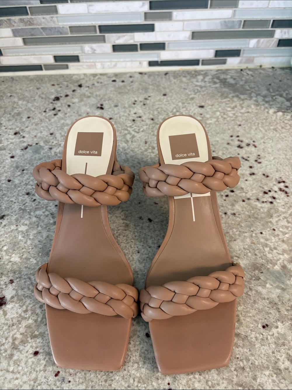 Dolce Vita Braided Two-Strap Slide Sandals - Nude Tan